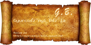 Gyurcsányi Béla névjegykártya